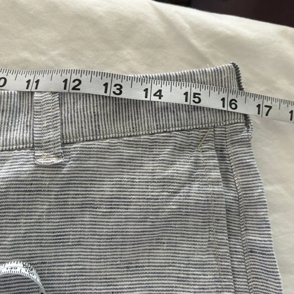 J.Crew Mens 100% Linen Pinstripe Shorts Blue White 32 NWT 9 Inseam Old Money